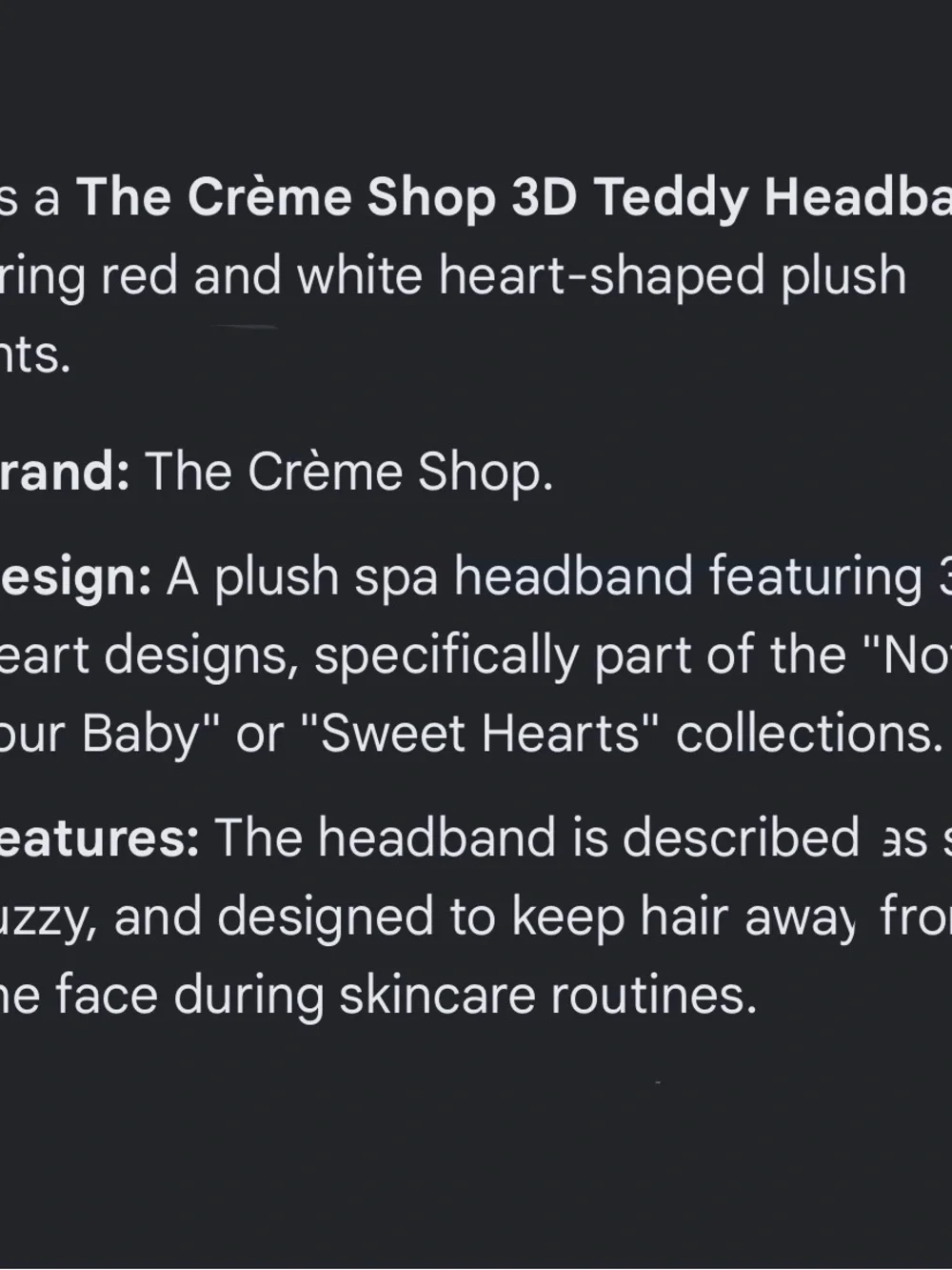 The Crème Shop NIP 3D Teddy Heart Headband - Coral Pink & White
